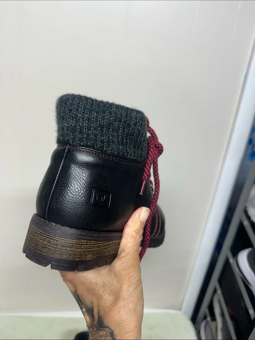 Dirty Laundry Black Ankle Boots with Burgundy Laces